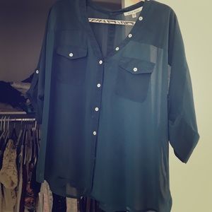 Dark Green Sheer Top